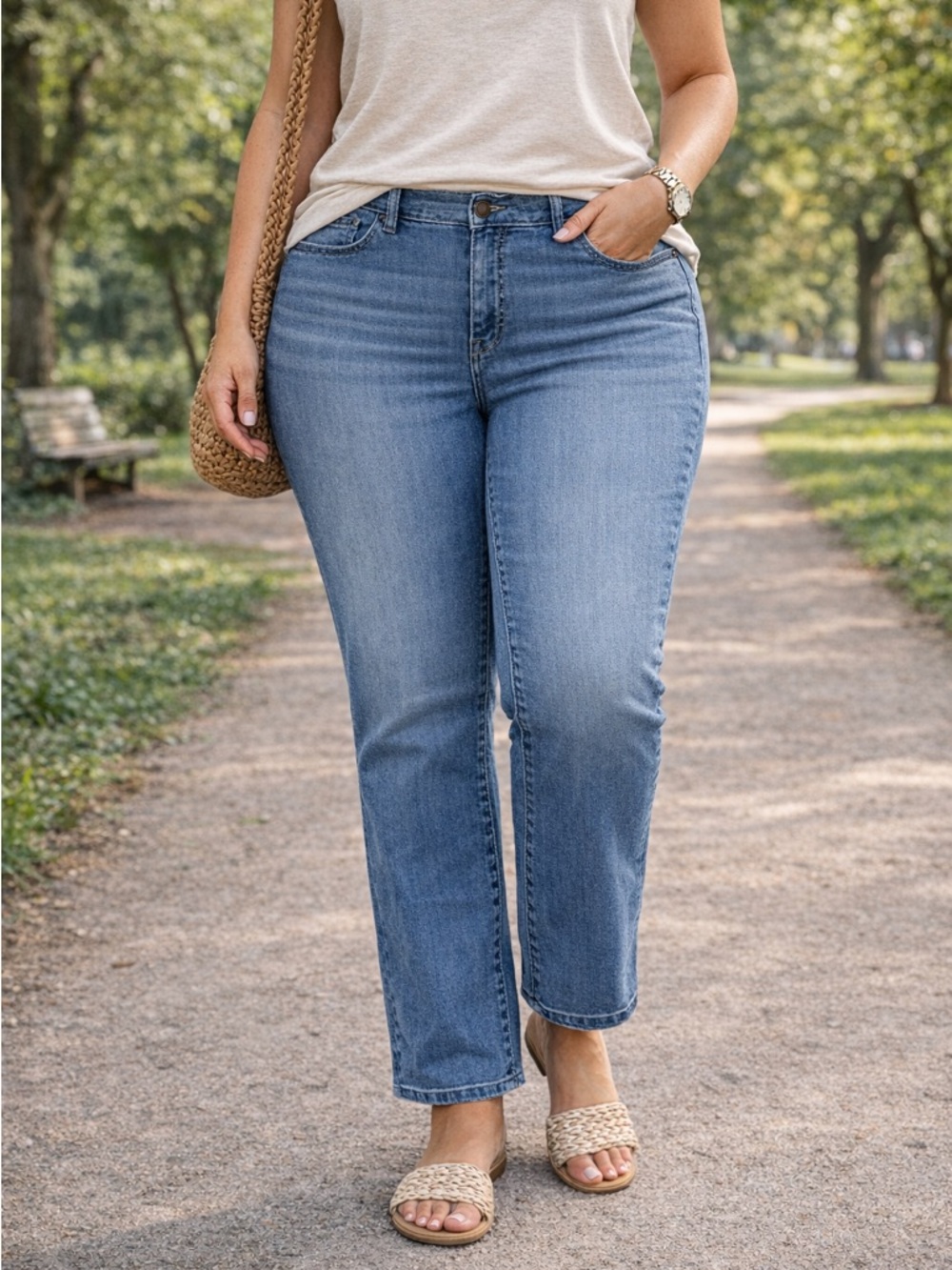 Ralph Lauren Jeans Co 22W Straight Leg Jeans Mid Rise Stretch Blue Denim